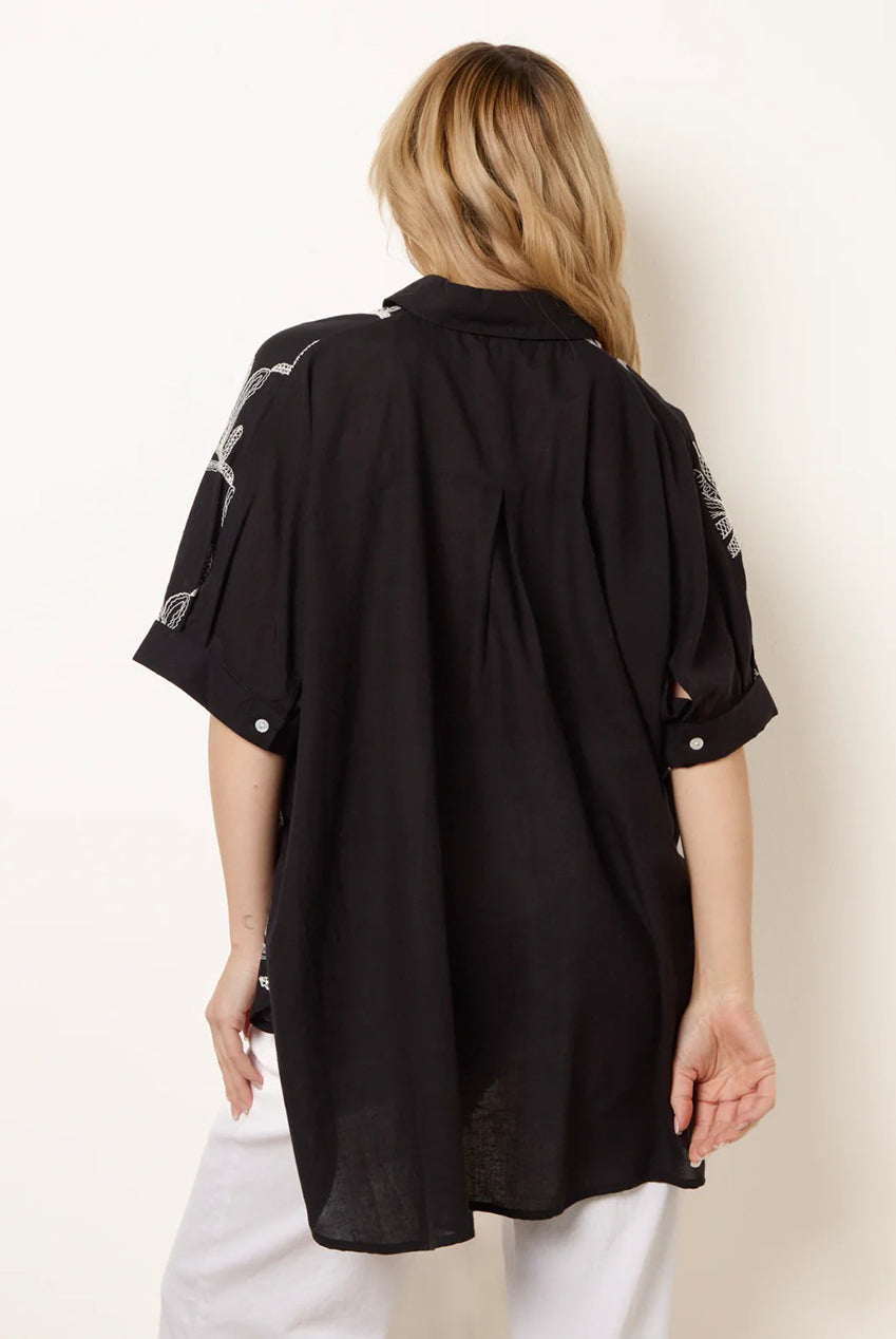 Embroidered Front Oversized Shirt BV269425166