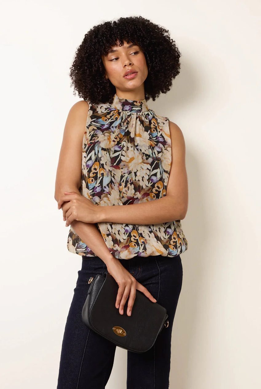 Sleeveless Watercolour Puff Hem Blouse BV269438003