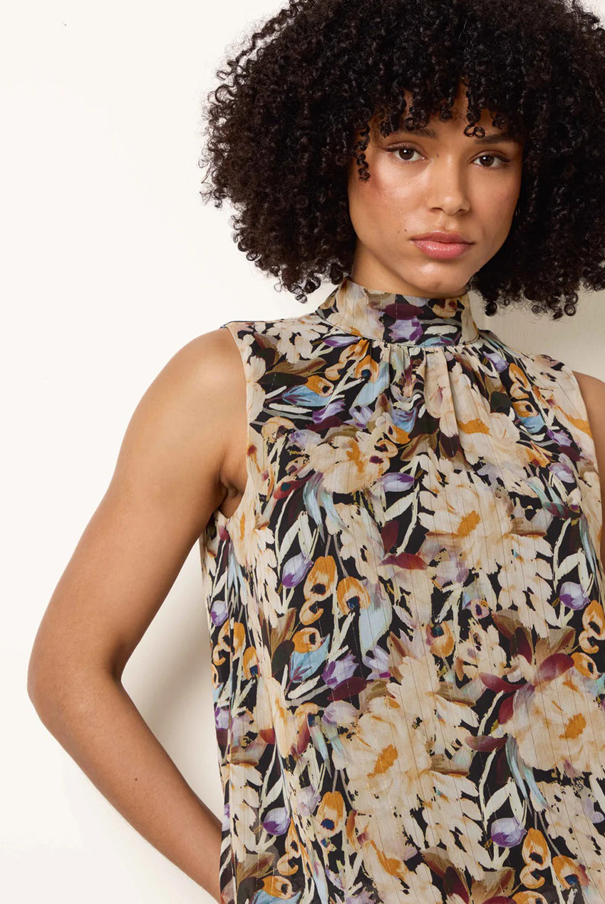 Sleeveless Watercolour Puff Hem Blouse BV269438003