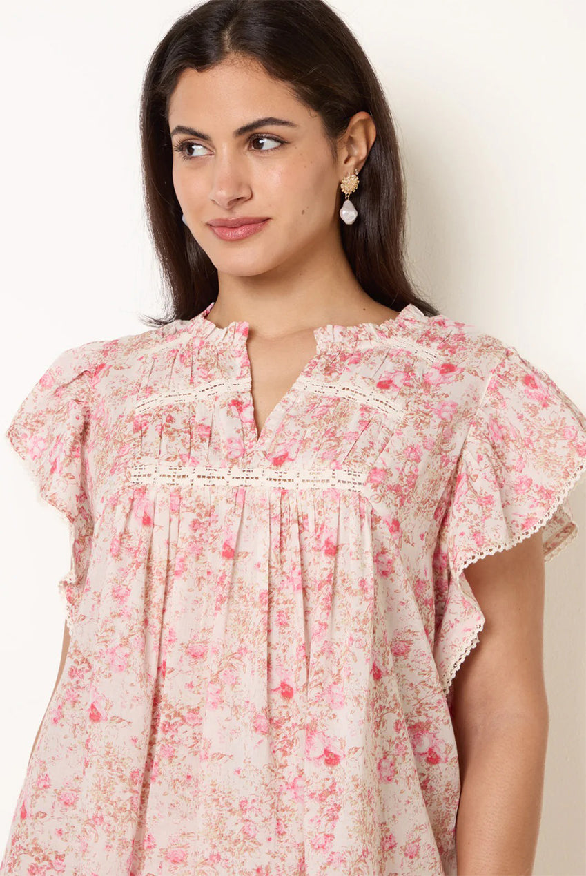 Ditsy Floral Cotton Ruffle Sleeve Top BV269445020