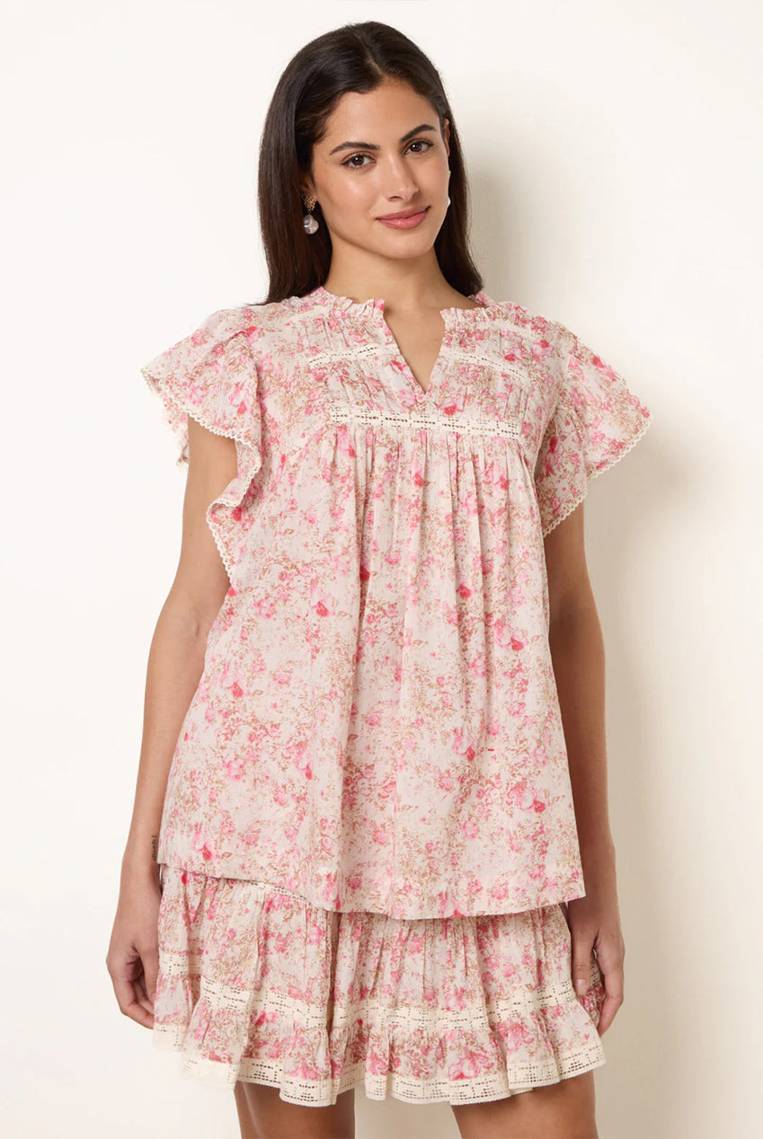 Ditsy Floral Cotton Ruffle Sleeve Top BV269445020