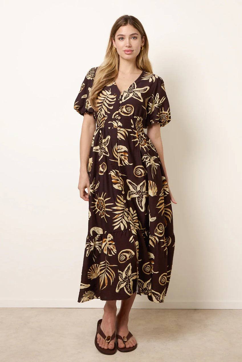 Tropical Button Through Midi Dress BV269843030