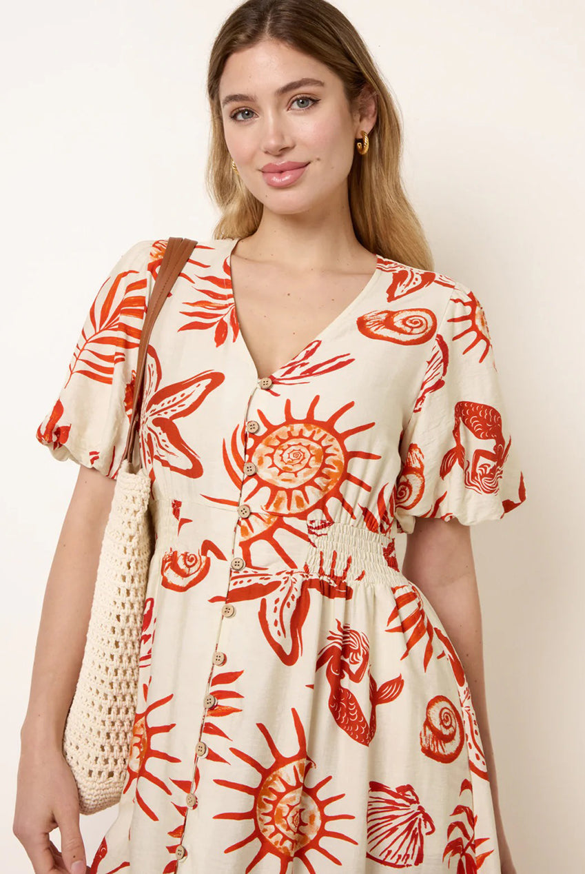 Tropical Button Through Midi Dress BV269843077