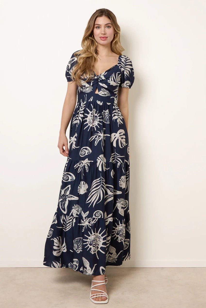 Knot Front Puff Sleeve Dress BV269845008