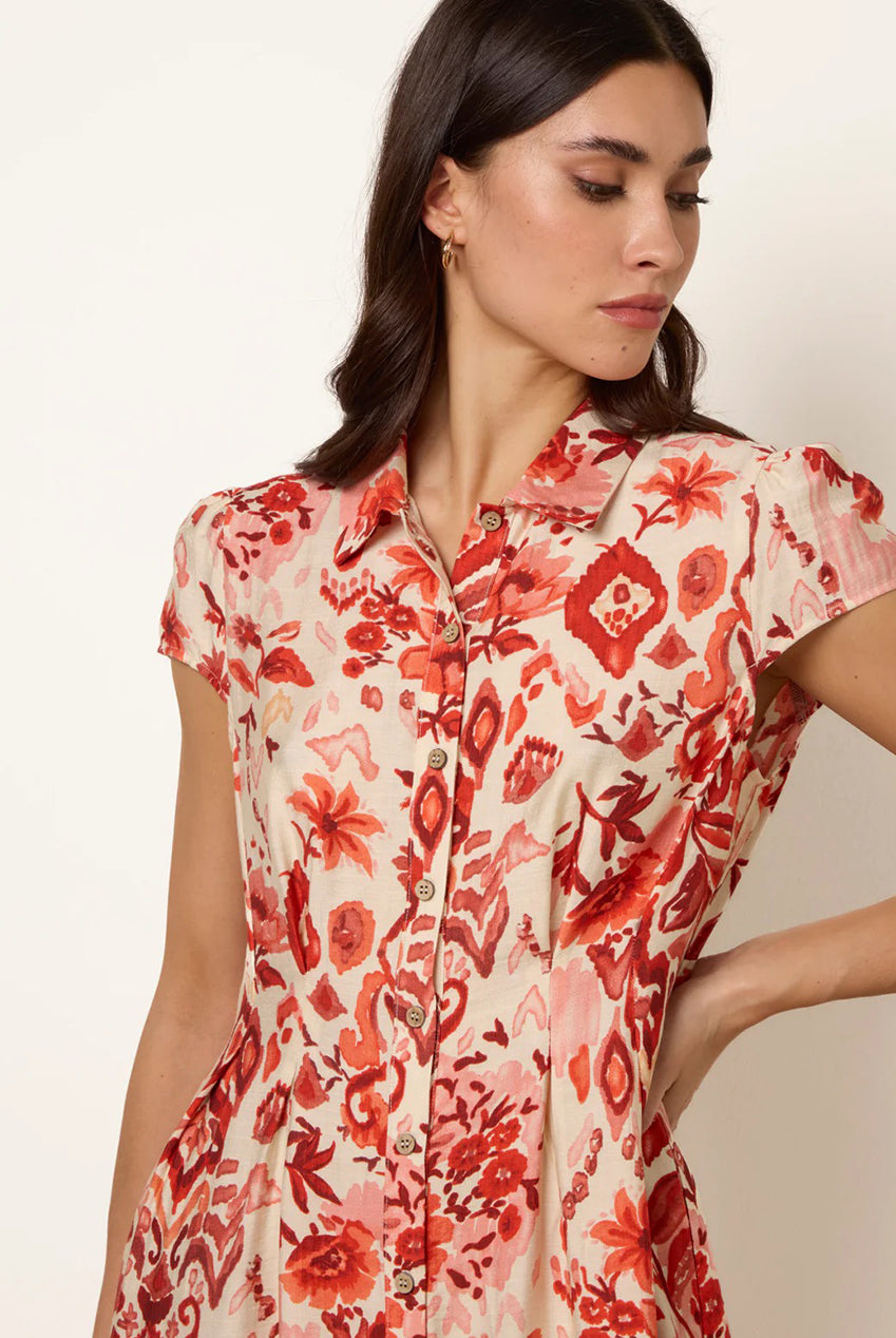 Watercolour Floral Printed Button Front Shirt Dress BV269859077