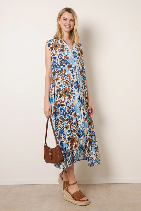 V Neck Loose Fit Maxi Dress by Blue Vanilla