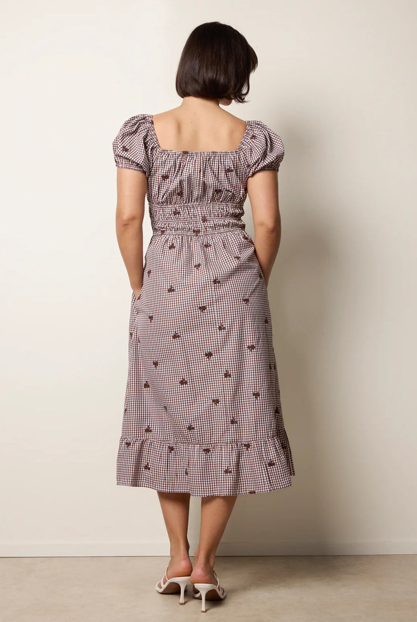 Gingham Milkmaid Midi Dress BV269873030