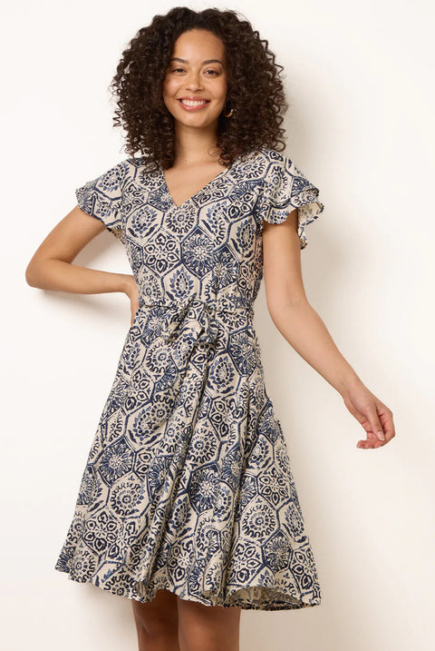 V Neck Godet Dress by Blue Vanilla