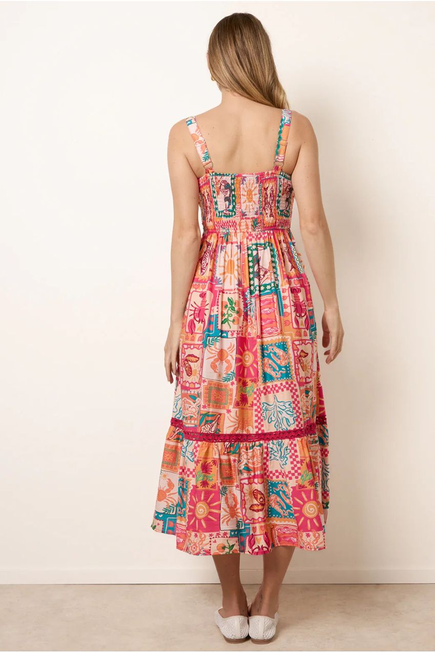 Ric Rac Trim Postcard Print Dress BV269992011