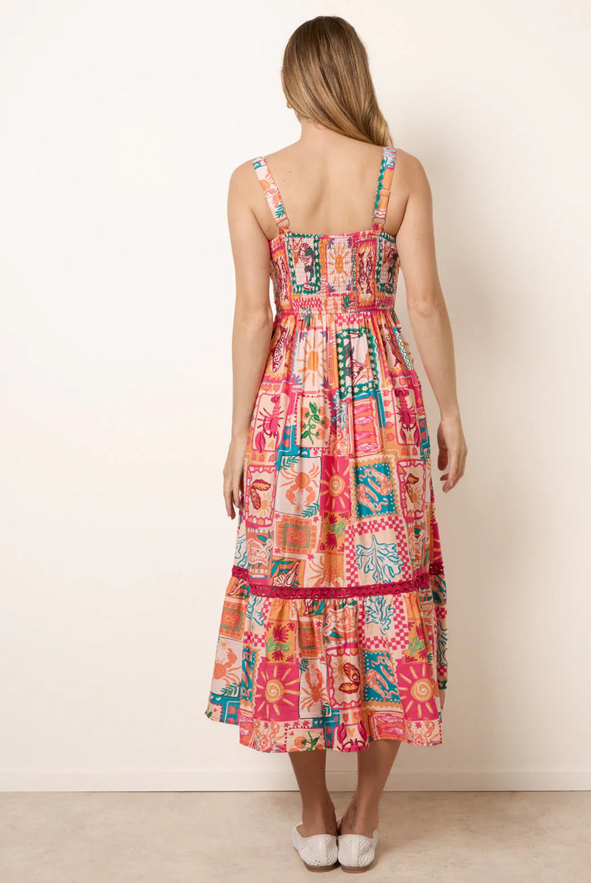 Ric Rac Trim Postcard Print Dress BV269992011
