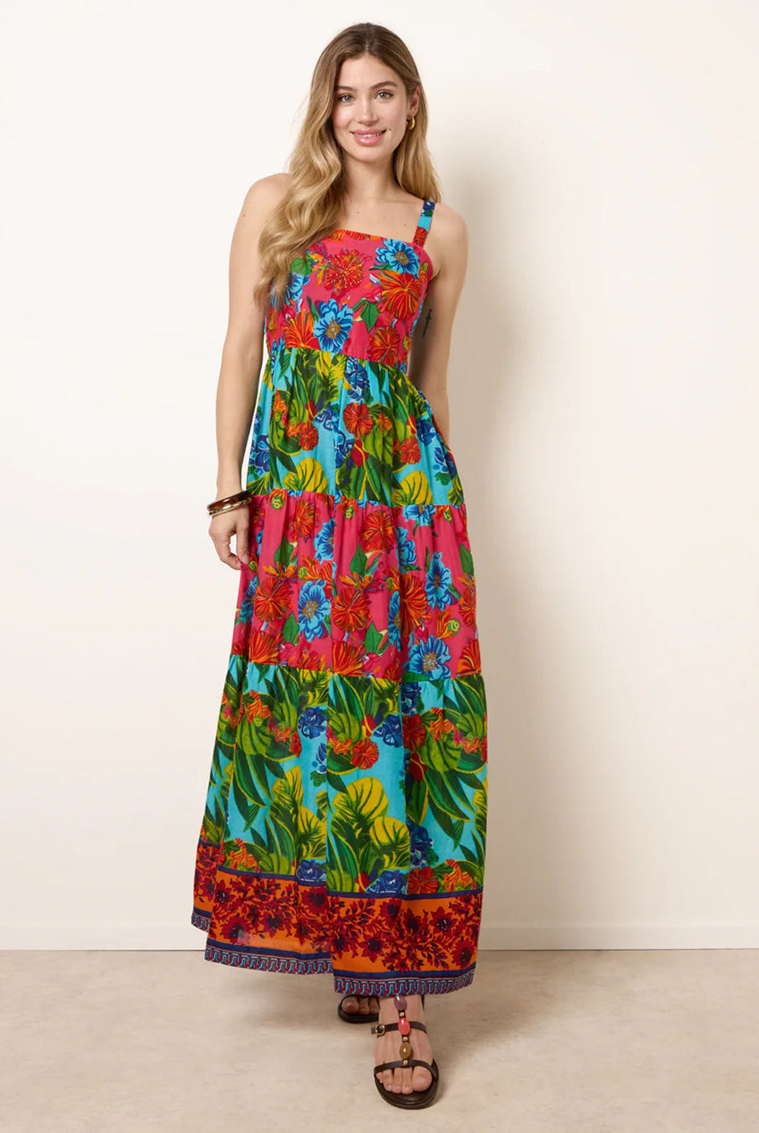 Tropical Beaded Detailed Tiered Maxi Dress BV269802063