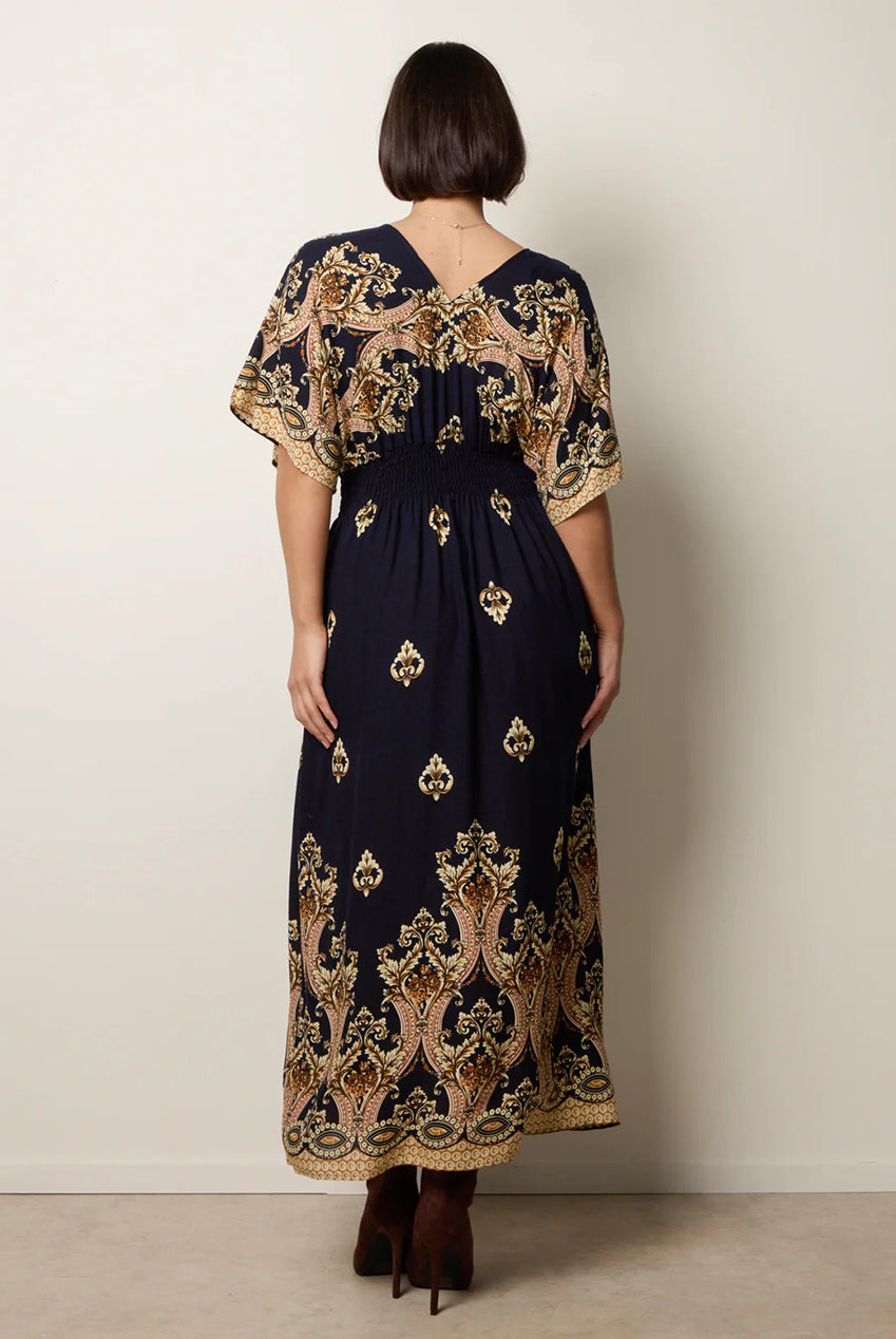 Border Print Kimono Dress BV3868008