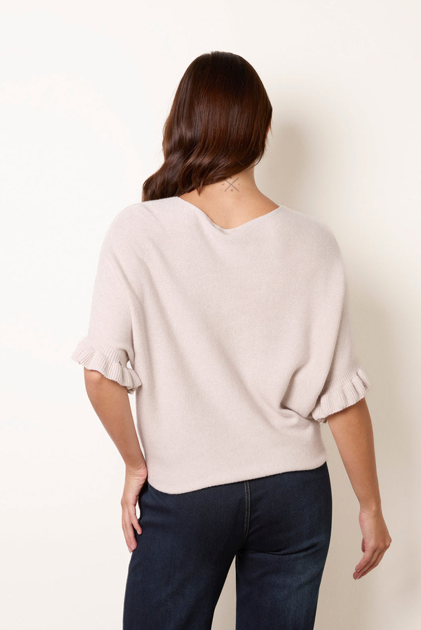 Knitted Frill Sleeve Batwing Jumper BV5515IT309
