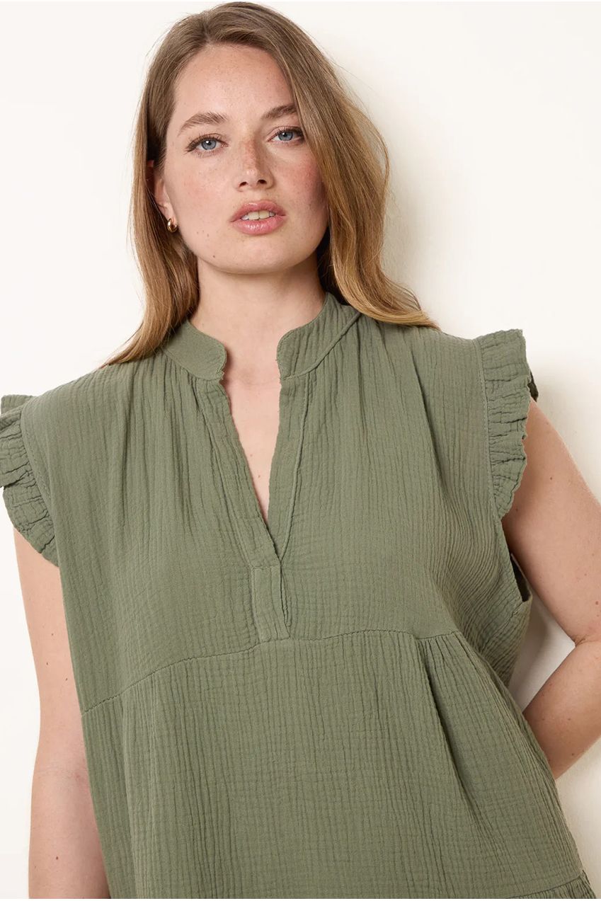 Cheesecloth Frill Sleeve Tunic BV6273IT056