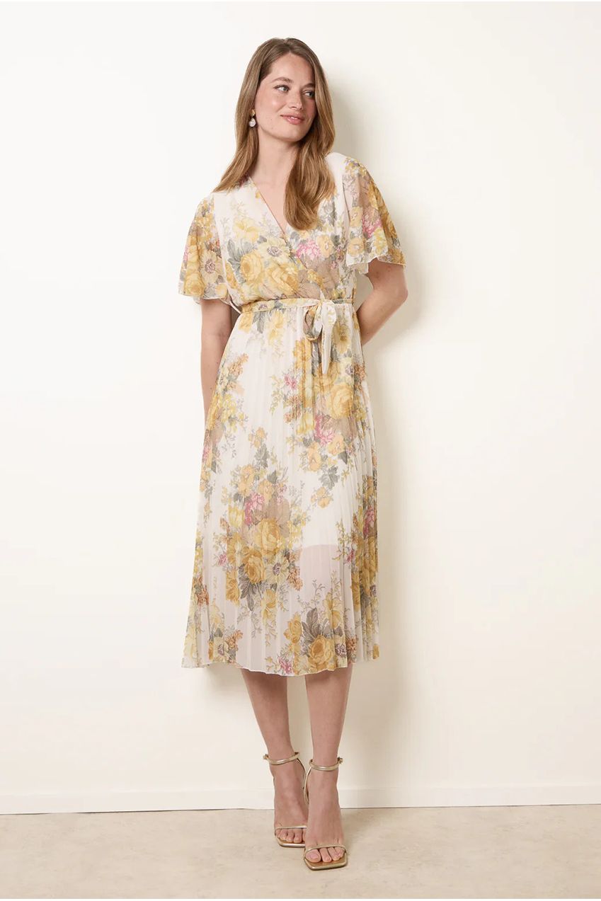 Crossover Pleated Print Dress BV6309IT428