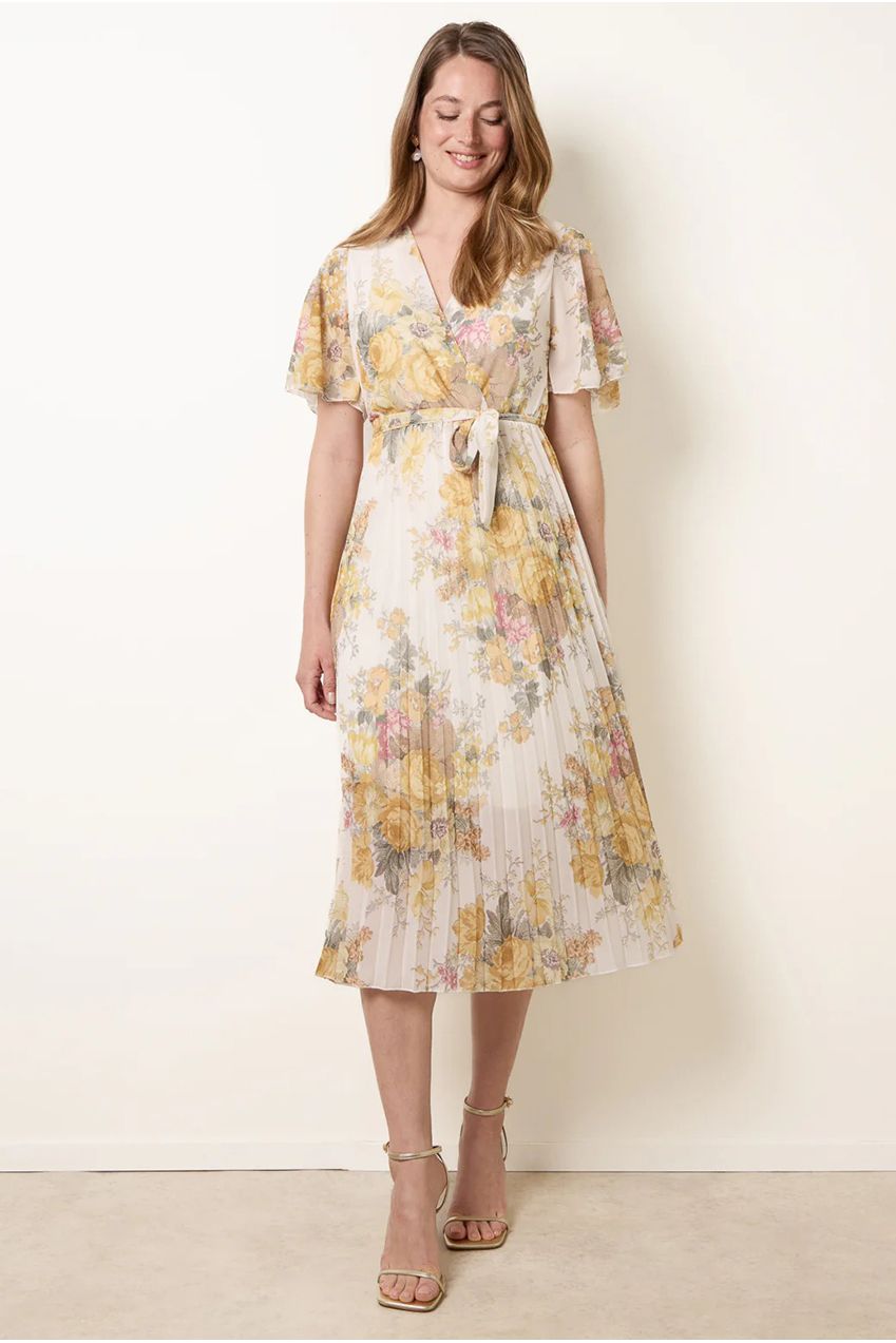 Crossover Pleated Print Dress BV6309IT428