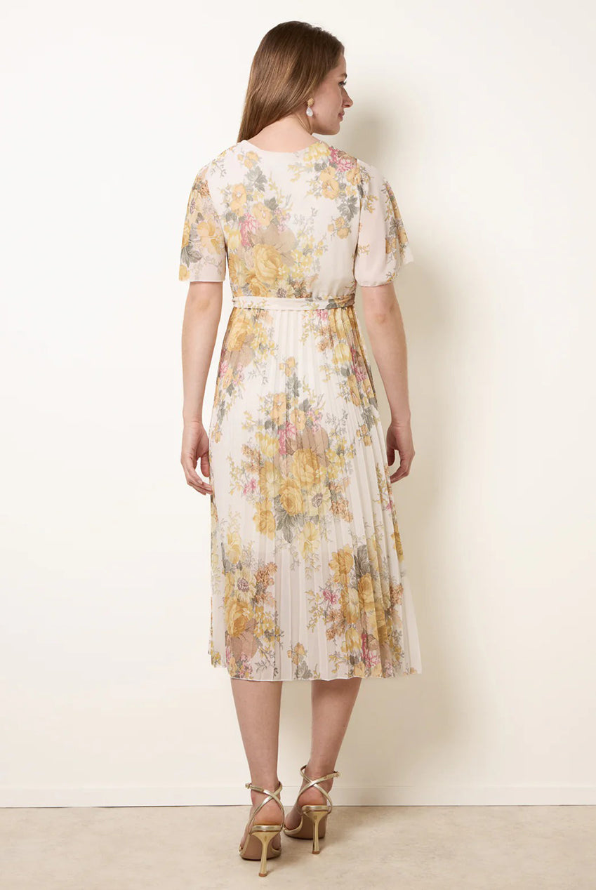 Crossover Pleated Print Dress BV6309IT428