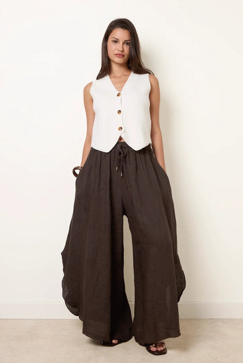 Extreme Wide Leg Linen Trousers by Blue Vanilla