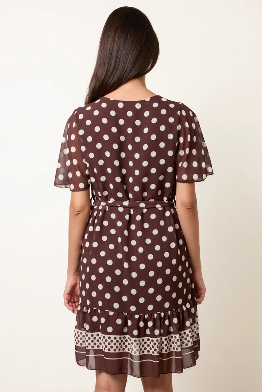 Polka Dot Short Sleeve Border Dress BV6586IT030