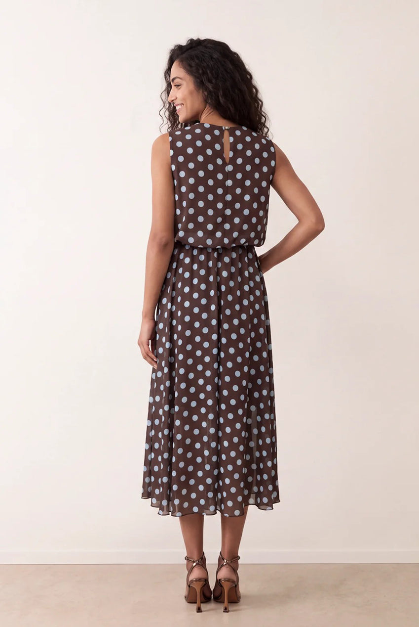 Polka Dot Drop Cowl Neck Midi Dress BV6740IT459