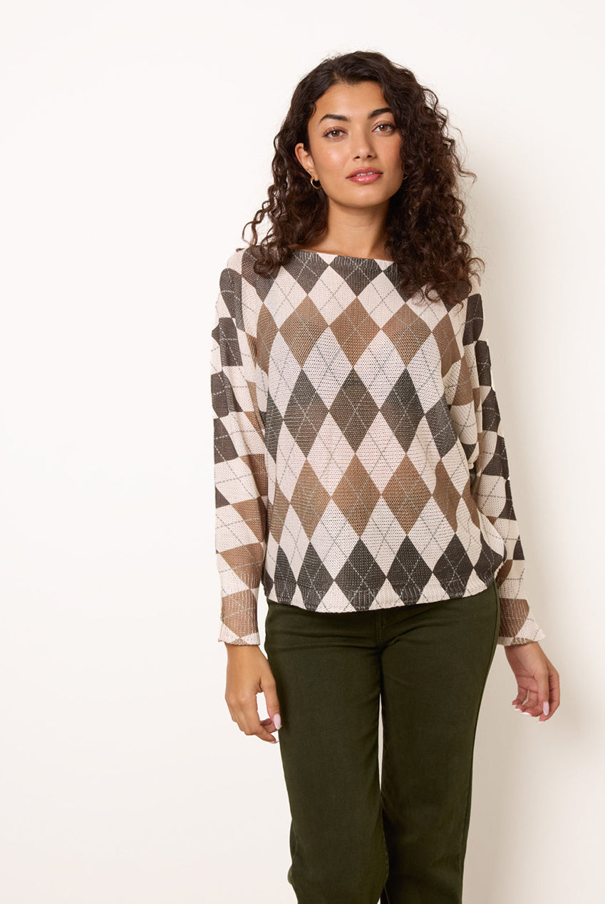 Slash Neck Argyle Diamond Jumper BV6789IT025
