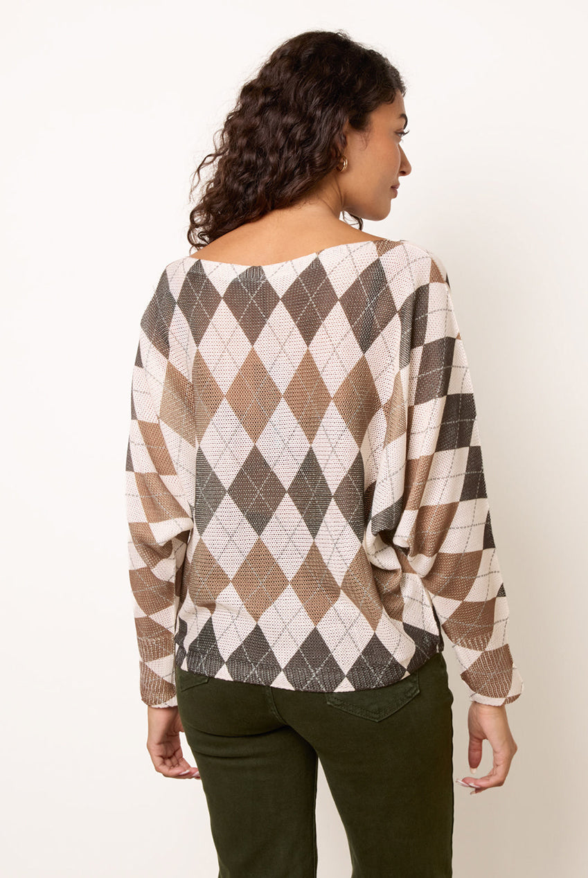 Slash Neck Argyle Diamond Jumper BV6789IT025
