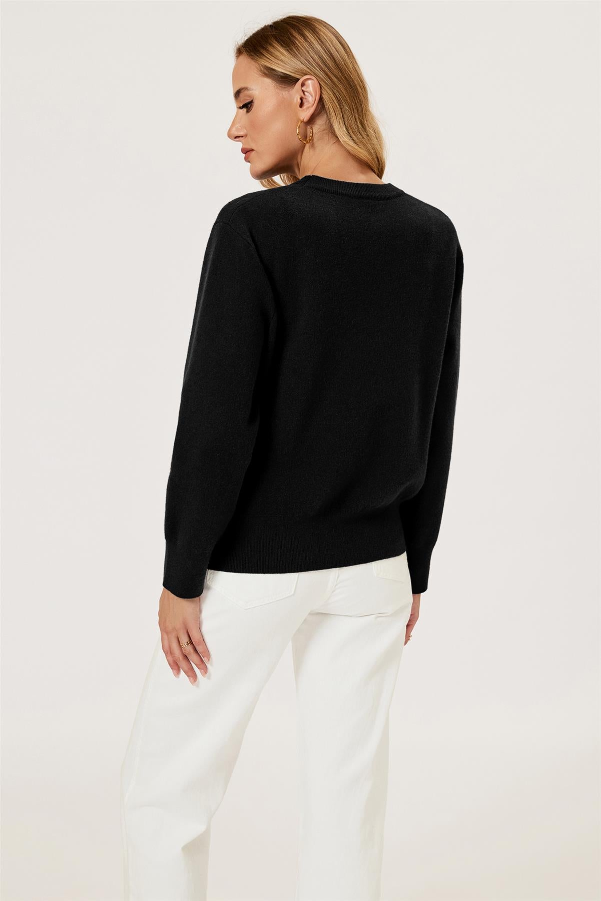 Bowknot Pattern Knit Jumper Top In Black FS850