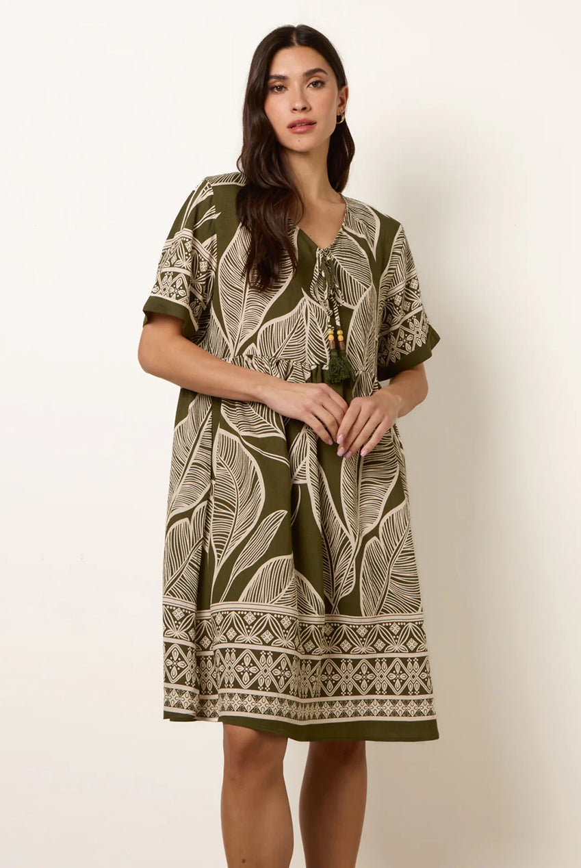 Dress With Tropical Leaf Print CC2688BV056