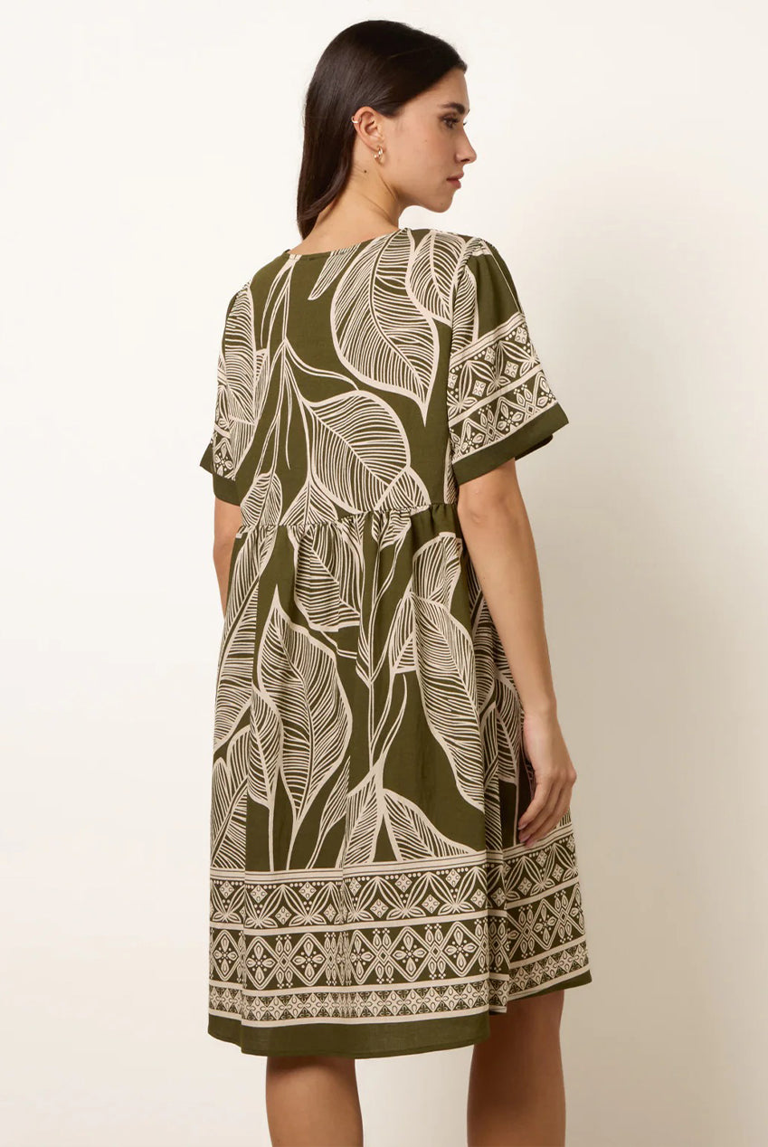 Dress With Tropical Leaf Print CC2688BV056