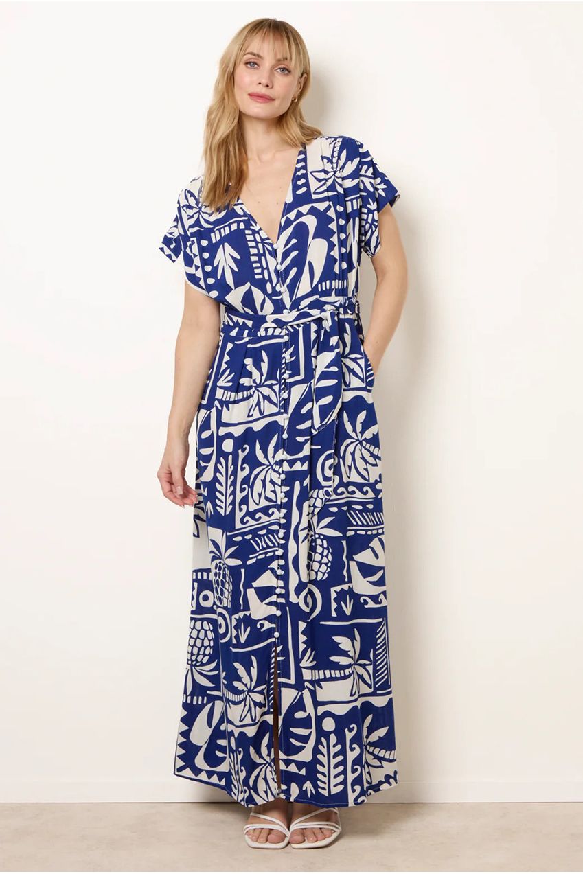 Tropical Block Print Dress CC2703BV240