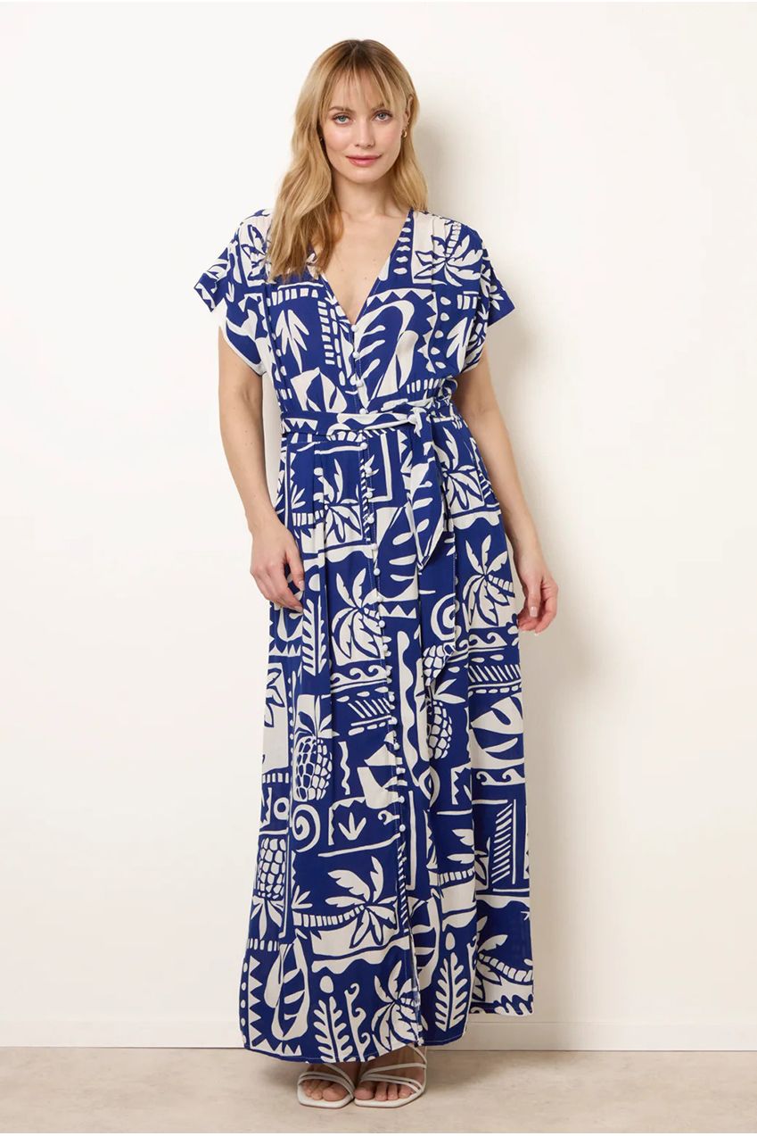 Tropical Block Print Dress CC2703BV240