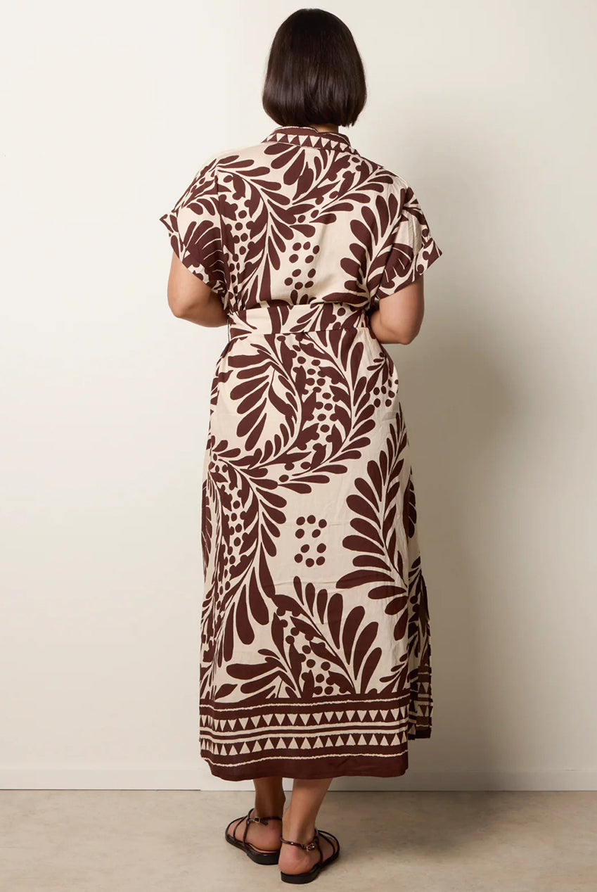 Tropical Leaf Print Belted Shirt Dress CC2706BV030