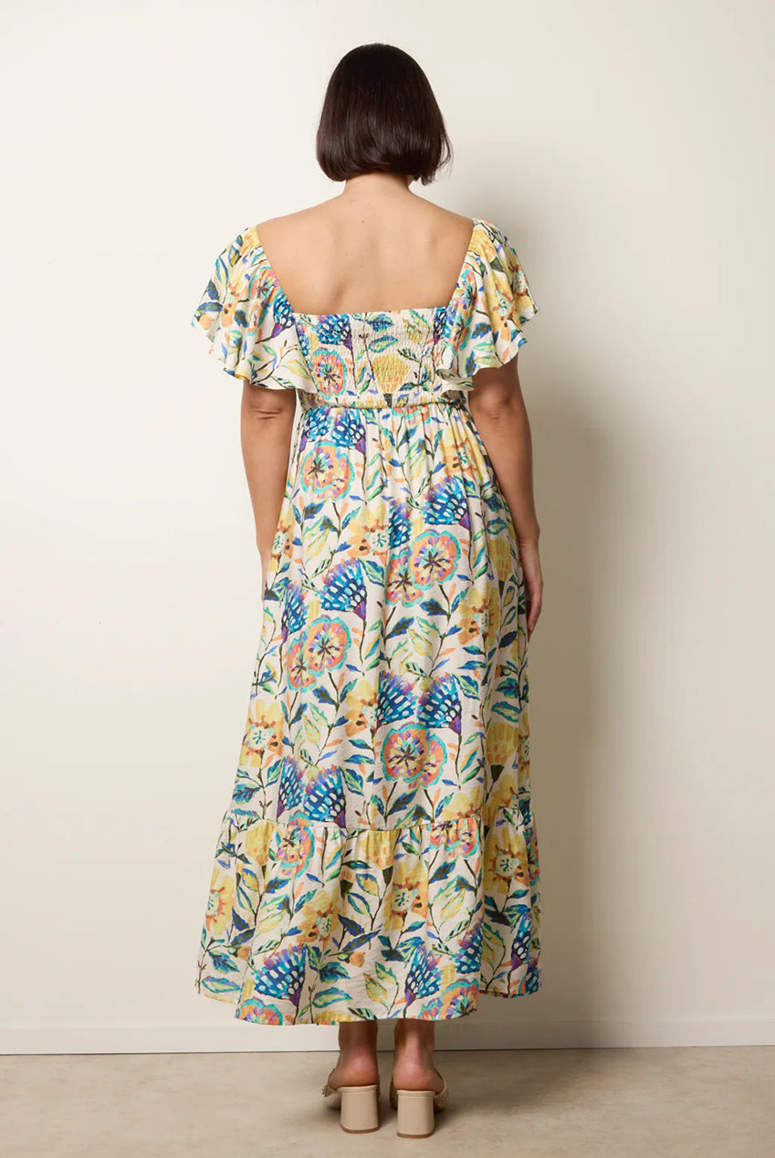 Frill Sleeveless Tropical Floral Print Dress CC2750BV378