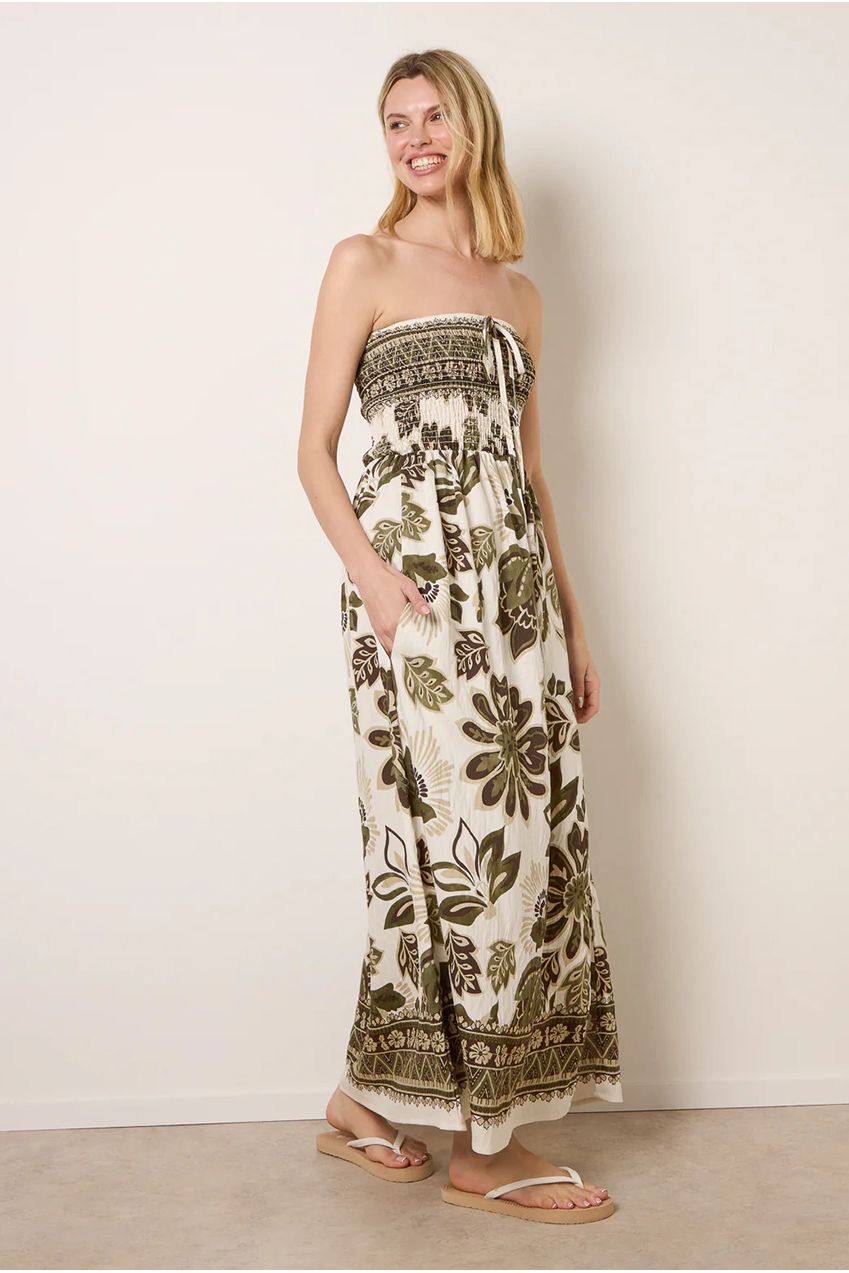 Flower Print Bandeau Maxi Dress CC2712BV056