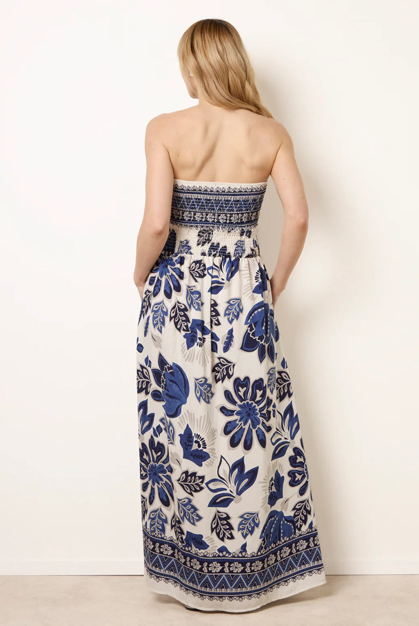 Flower Print Bandeau Maxi Dress CC2712BV008