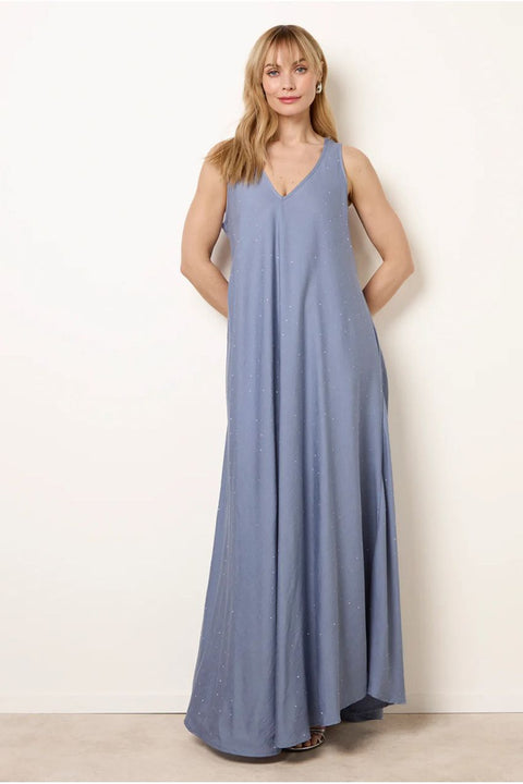 Diamante V Neck Dress by Blue Vanilla