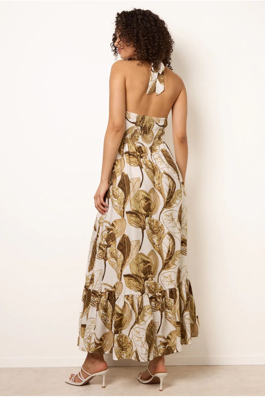 Leaf Print Halter Neck Dress CC2724BV030