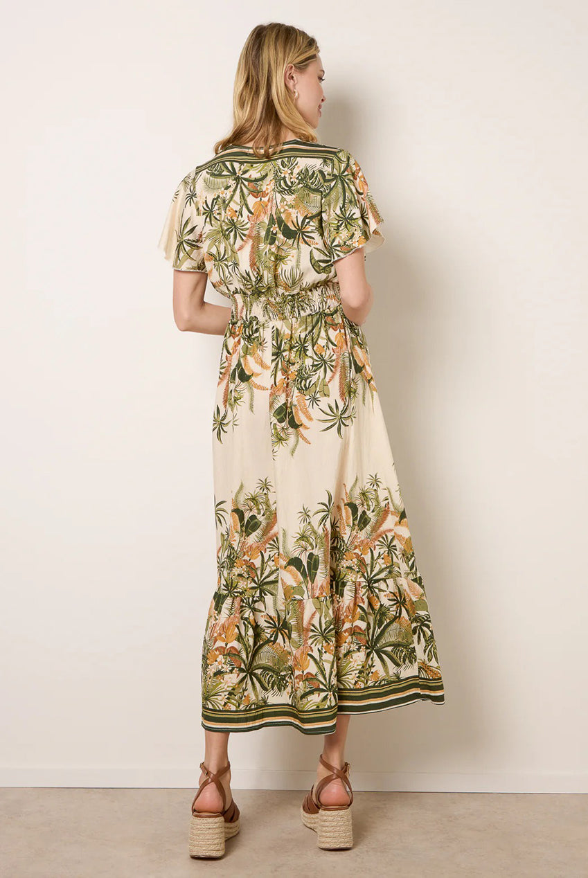 Tropical Print Wrap Front Dress CC2733BV023
