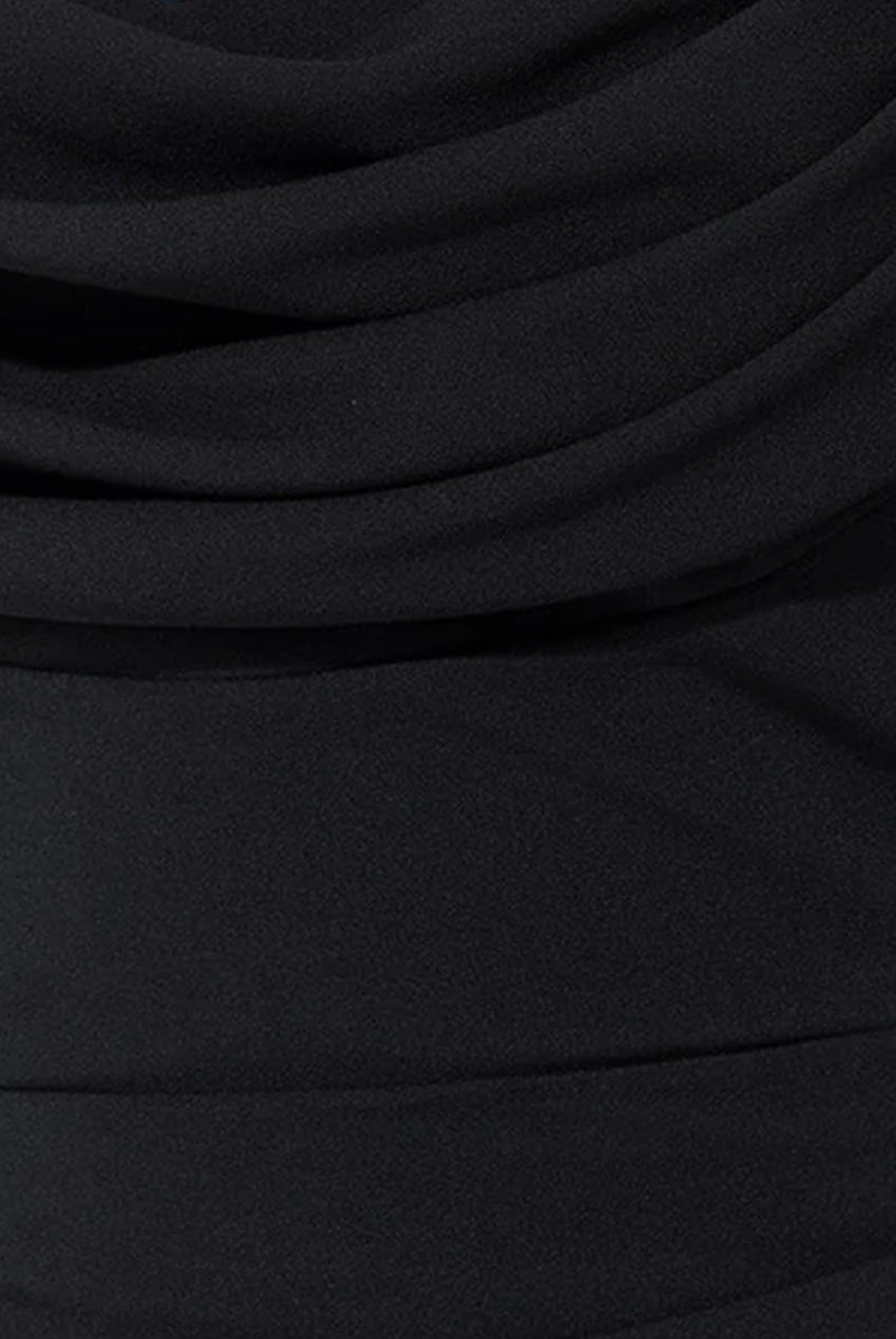 Chiffon Off The Shoulder Cowl Neck Maxi Dress - Black DR2690