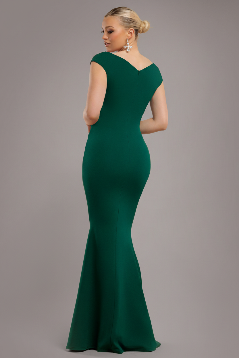Bardot Pleated Maxi Dress - EmeraldGreen DR1092