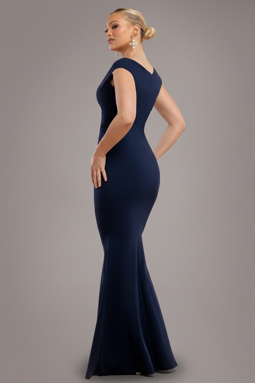 Bardot Pleated Maxi Dress - Navy Blue DR1092