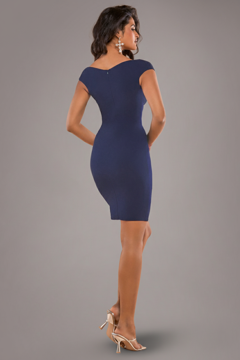 Bardot Pleated Midi Dress - Navy Blue DR1092A