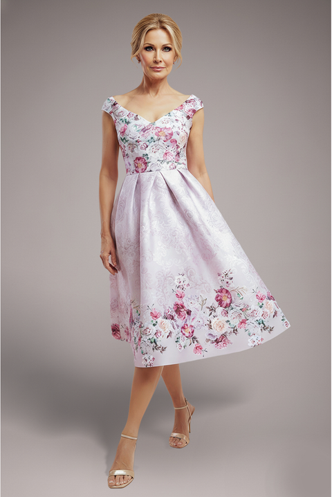 Sweetheart Floral Midi Dress - Blush Pink by Goddiva