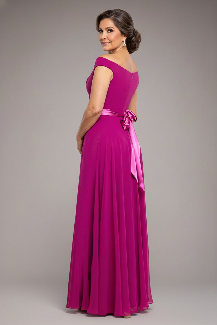 Cowl Neck Chiffon Maxi Dress - Magenta DR3335M