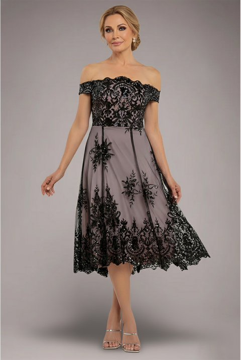 Bardot Sequin & Lace High Low Midi - Black by Goddiva