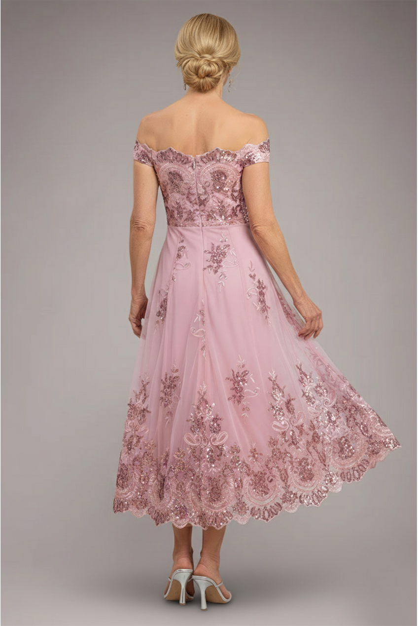 Bardot Sequin & Lace High Low Midi - Blush Pink DR3675M