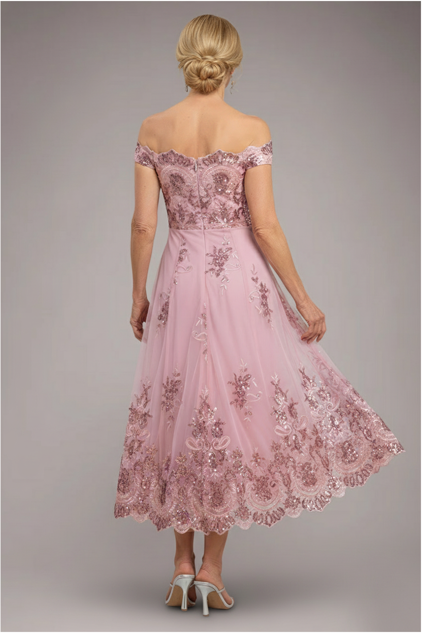 Bardot Sequin & Lace High Low Midi - Blush Pink DR3675M