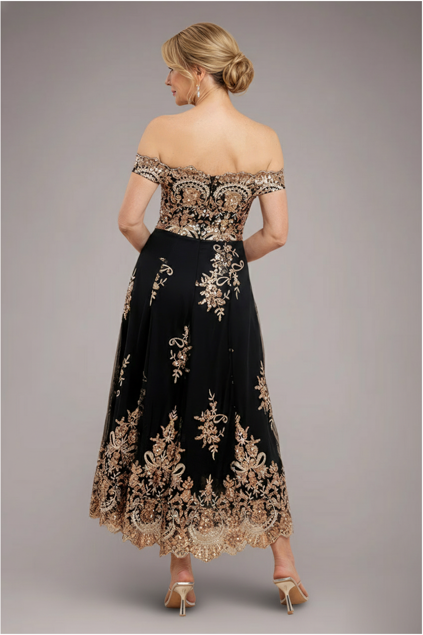 Bardot Sequin & Lace High Low Midi - Champagne DR3675M