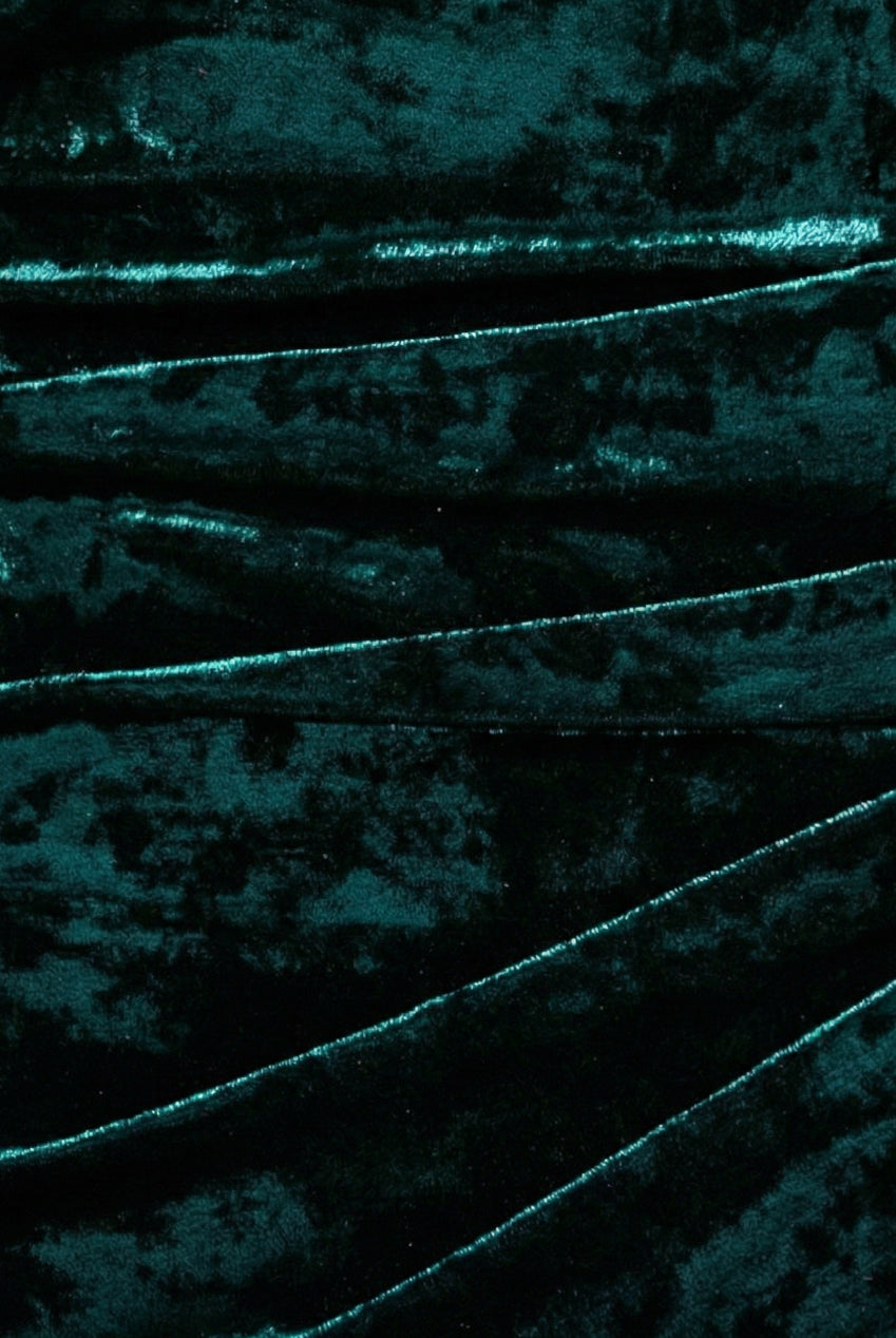 Flared Hem Ice Velvet Maxi - Emerald Green DR4027