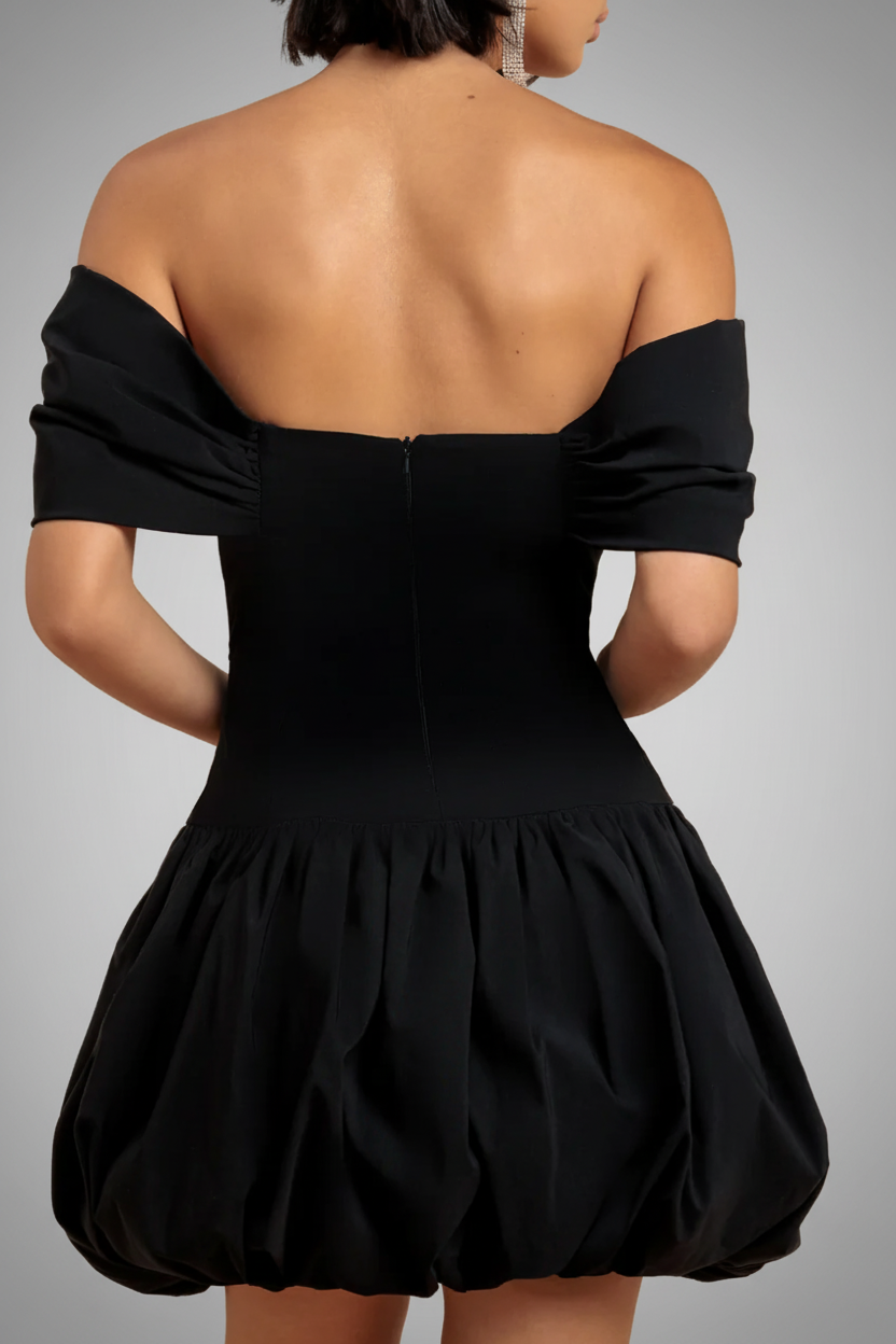 Bardot Babydoll Corset Mini Dress - Black DR4740